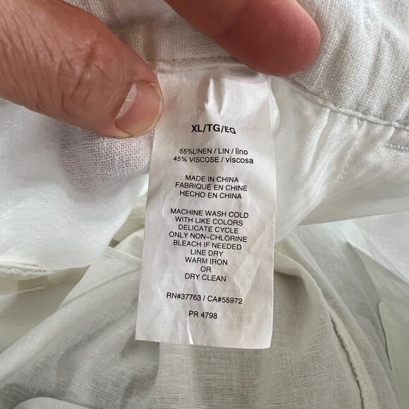 Cubavera Pants Mens XL Extra Large White Linen Blend Core Drawstring Classic Fit - Picture 8 of 13